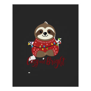 Poster Lumières de Noël de paresseux confortables et lumi