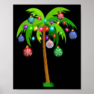 Poster Lumières de Noël Palm Tree Fun Hawaii Beach Tropic