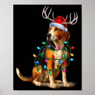Poster Lumières de Noël Renard Américain Chapeau de Père