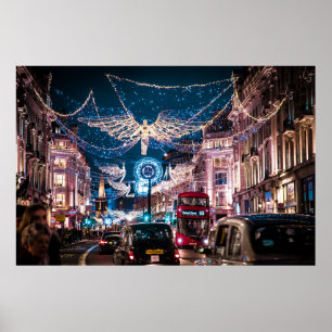 POSTER LUMIÈRES DE NOËL - RUE REGENT, LONDRES, RU