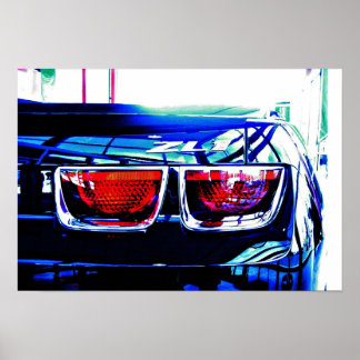 Poster Lumières de queue de Camaro noir ZL1 avec décollet