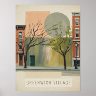 Poster Lumières de rue tranquilles du village de Greenwic