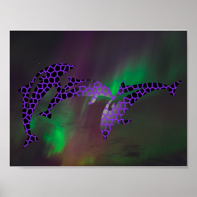 Poster Lumières du Nord Dolphin Dolphins Paysages Ciel (Devant)