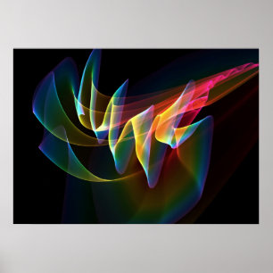 Poster Lumières du nord, l'aurore abstraite d'arc-en-ciel