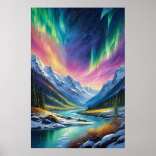 Poster Lumières Du Nord Sur La Vallée Des Neiges
