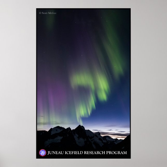Poster Lumières du Nord sur le champ de glace Juneau (Devant)