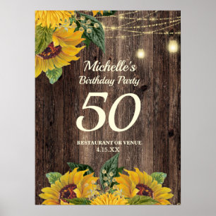 Poster Lumières Guirlandes Tournesols 50 Ans Anniversaire