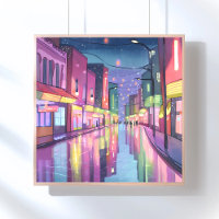 Lumières nocturnes de la ville Lofi | Aquarelle co