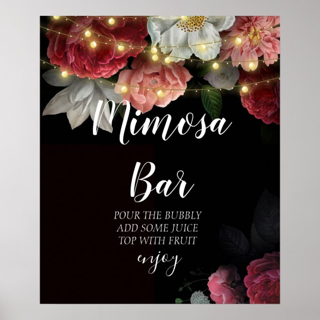 Poster Lumières rustiques de mariage bar à mimosa pour la (Devant)