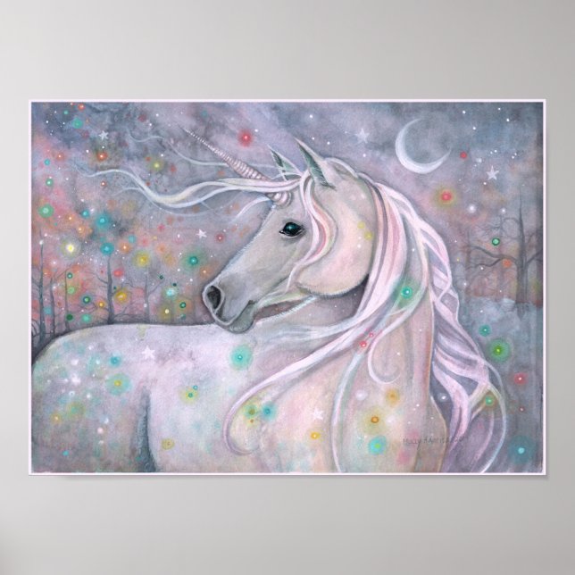 Poster Lumières scintillantes Unicorne magique Molly Harr (Devant)