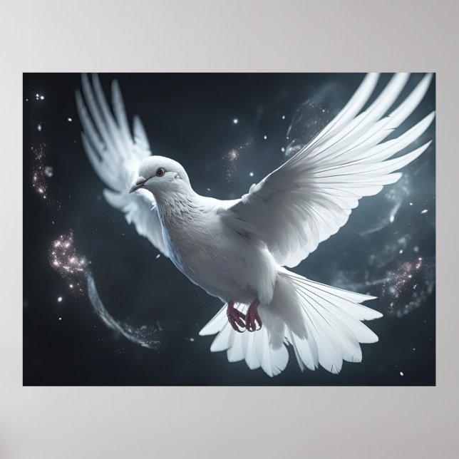 Poster Lumières scintillantes White Peace Dove (Devant)