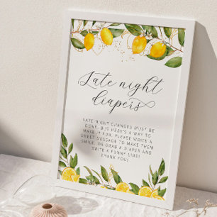 Poster Lumineux Baby shower Citron Été Late Night Diapos