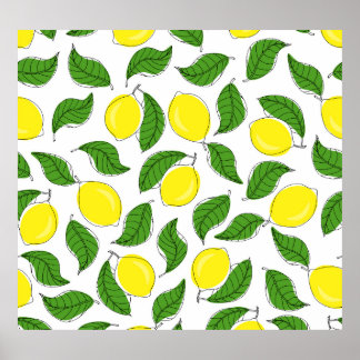 Poster Lumineux citrons vert Feuille Motif