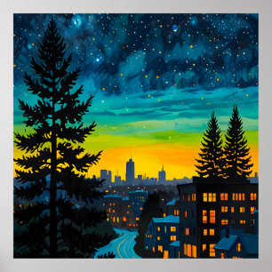 Poster Luminosité du crépuscule urbain
