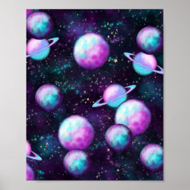 Poster Luminosité du système solaire | Planète rose viole
