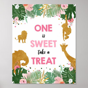 Poster L'un est Sweet Safari Animaux Fille Signal d'anniv