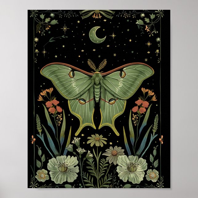 Poster luna Moth Gothique Aquarelle Art (Devant)
