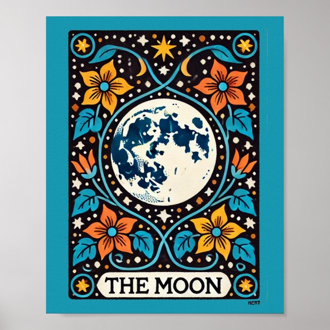 Poster Luna Pleine lune carte Moon Tarot (Devant)