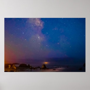 Poster Lunar Eclipse et Milky Way   Bandon Beach