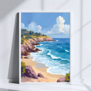 Poster Lundi à Malibu   Falaises de la plage CA Voyage 