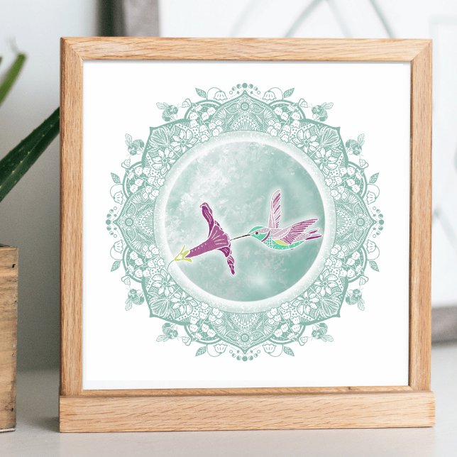 Poster Lune à fleurs complète | Illustration de May Moon (Créateur téléchargé)