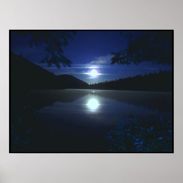 Poster Lune au-dessus du lac Elk (Devant)