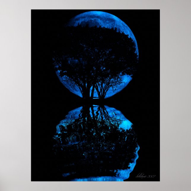 Poster Lune bleue reflétée (Devant)