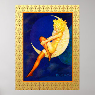 Poster Lune bleue vintage