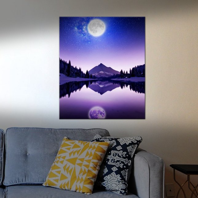 Poster Lune brillant nuit sur le lac (Créateur téléchargé)