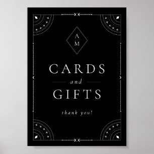 Poster Lune céleste foncée et étoiles Cartes et cadeaux