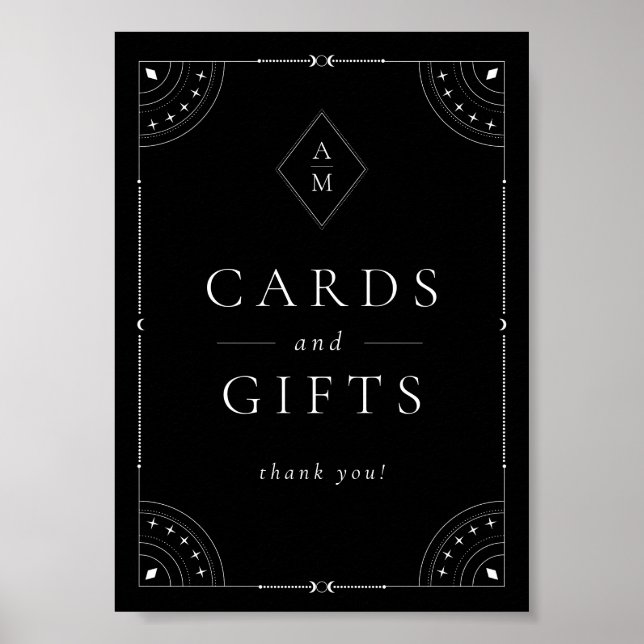 Poster Lune céleste foncée et étoiles Cartes et cadeaux (Devant)
