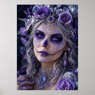 Poster Lune d'Améthyste Calavera – Jour Pourpre de la Fêt
