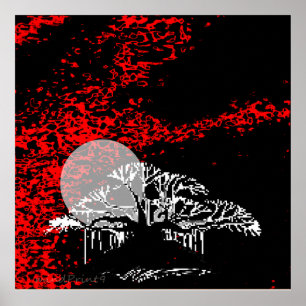 Poster Lune dans le ciel rouge