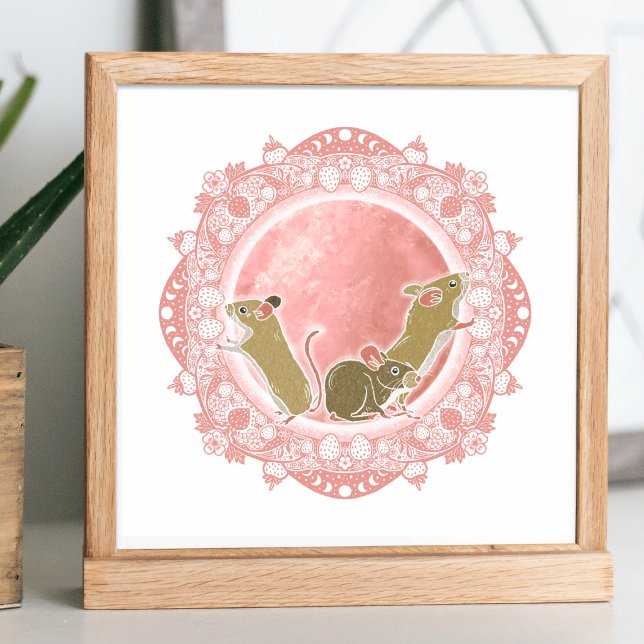 Poster Lune de fraise complète | Illustration de la lune  (Créateur téléchargé)