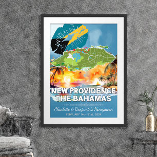 Poster Lune de miel romantique New Providence Bahamas Car