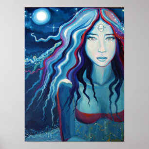 Poster Lune électrique - déesse/copie art d'imaginaire