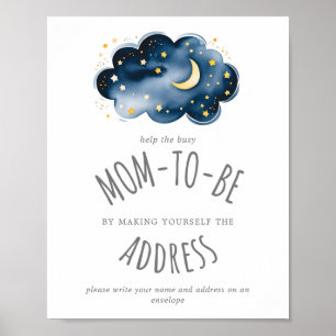 Poster Lune et étoiles Douche Adresse d'une enveloppe Sig