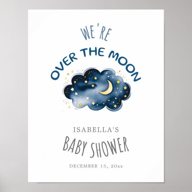 Poster Lune et étoiles Nous sommes sur la Lune Bienvenue (Devant)