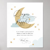 Lune et étoiles Refoulage Signal Baby shower bleu