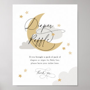 Poster Lune et étoiles Refus de couches Signal Gris Baby