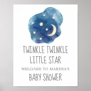 Poster Lune et étoiles Twinkle Twinkle Little Star Bienve