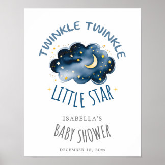 Poster Lune et étoiles Twinkle Twinkle Little Star Bienve