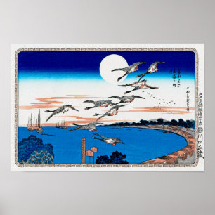 Poster Lune et oie sauvage, Hiroshige, Ukiyo-e