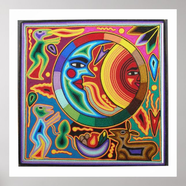 Poster Lune et Sun Mexican Folk Art (Devant)