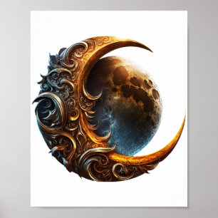 Poster Lune lunaire d'or