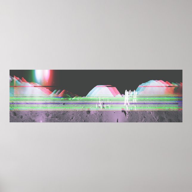 Poster Lune Panorama Apollo 17 Glitch (Plus Grand) (Devant)