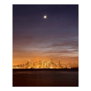 Poster Lune plaçant au-dessus de San Francisco décembre