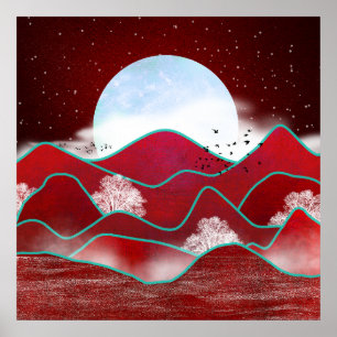 Poster Lune rouge