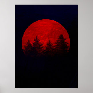 Poster Lune rouge
