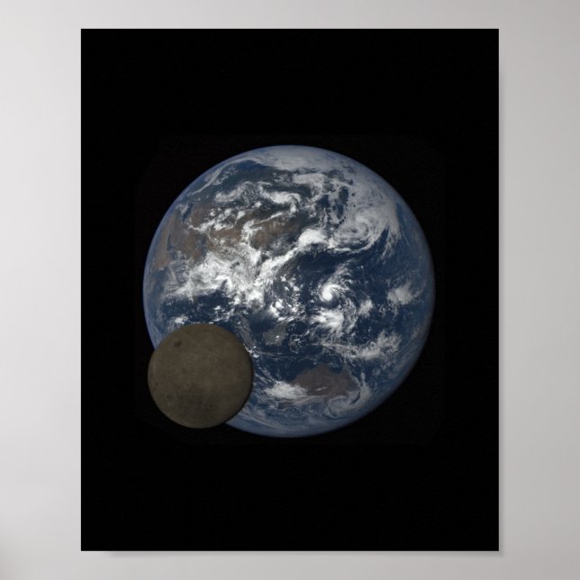 Poster Lune se déplaçant devant la terre image DSCOVR (Devant)